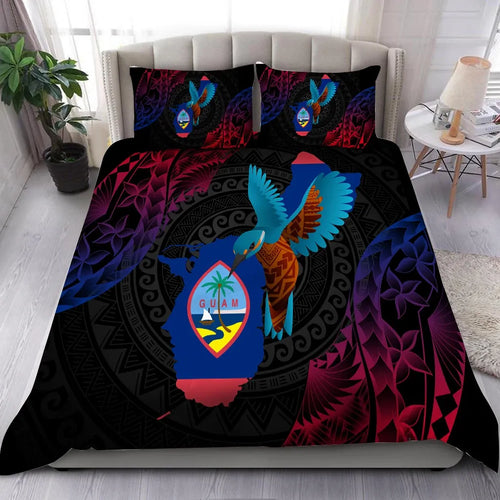 Guam Bedding Set - Kingfisher Bird With Map