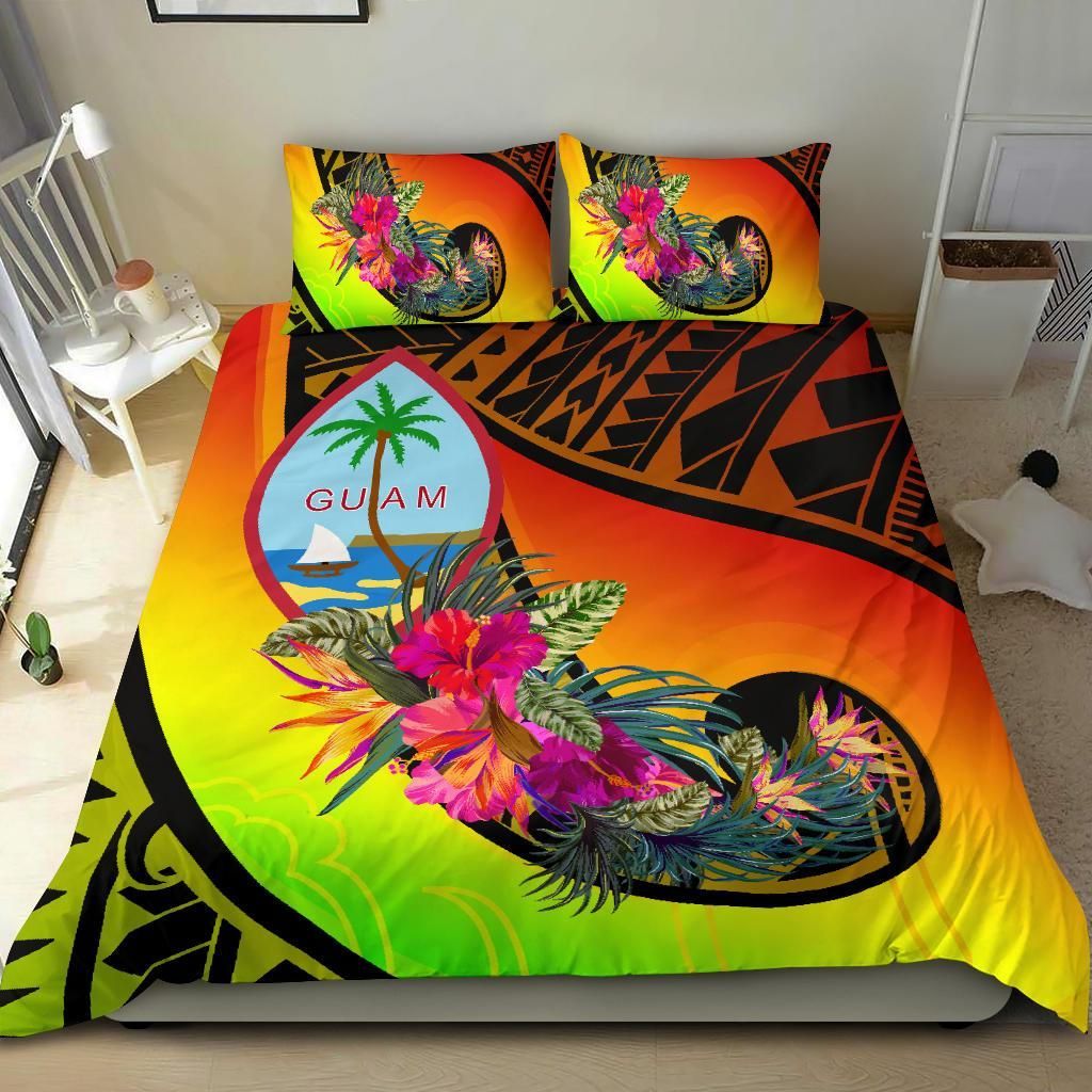 Guam Bedding Set - Polynesian Hook And Hibiscus (Raggae)