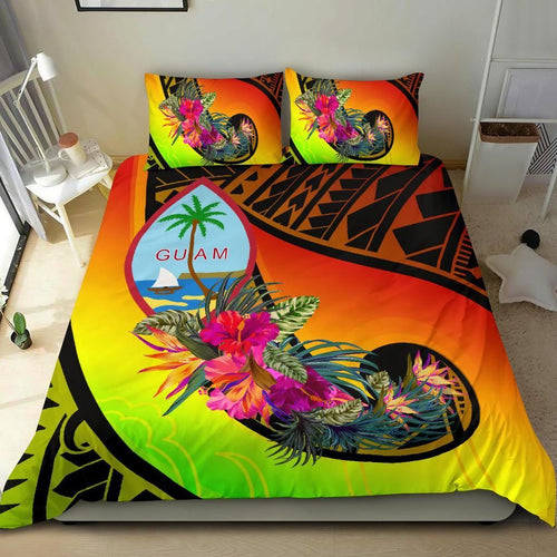 Guam Bedding Set - Polynesian Hook And Hibiscus (Raggae)