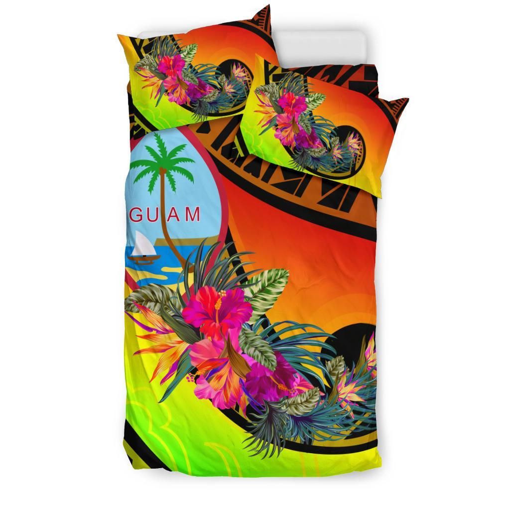 Guam Bedding Set - Polynesian Hook And Hibiscus (Raggae)