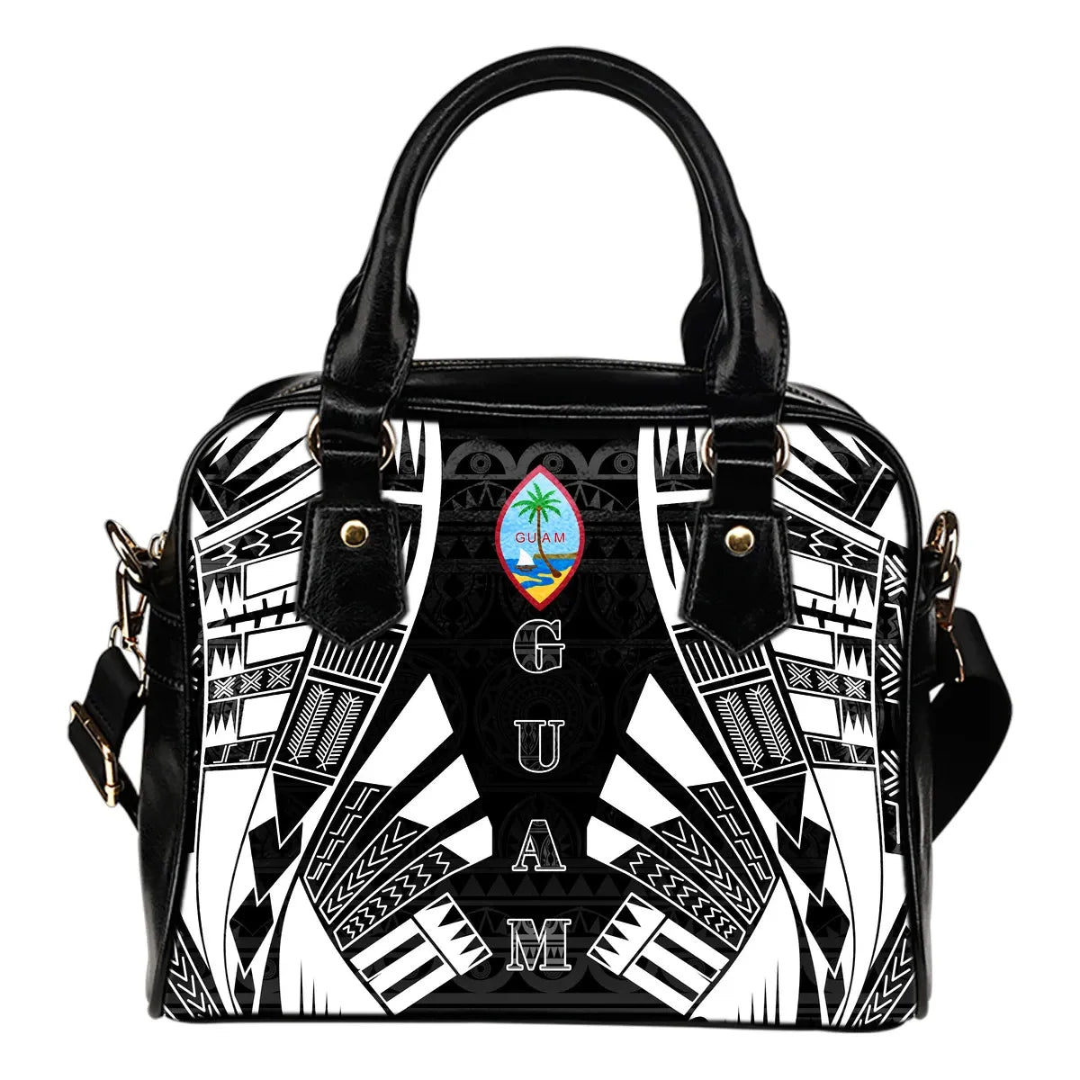 Guam Shoulder Handbag - Polynesian Tattoo Black