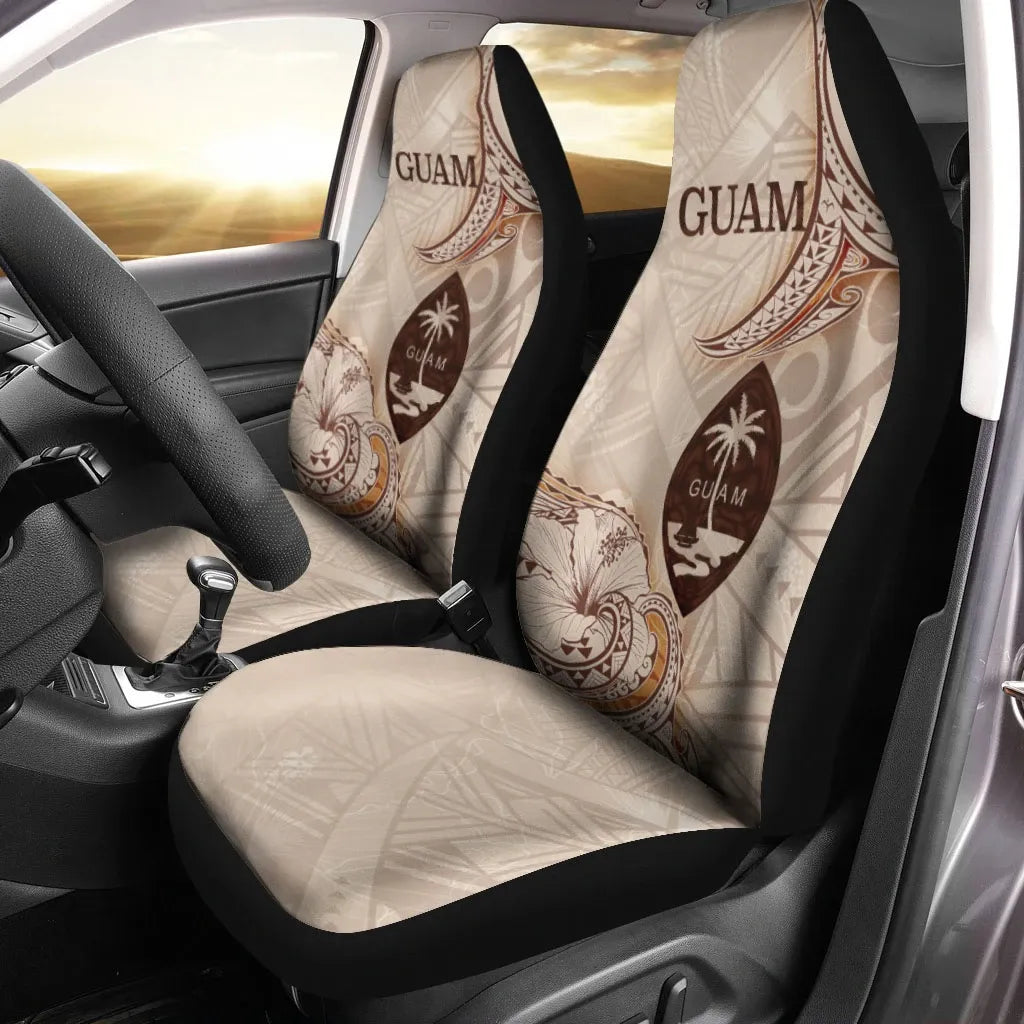 Guam Car Seat Cover - Hibiscus Flowers Vintage Style