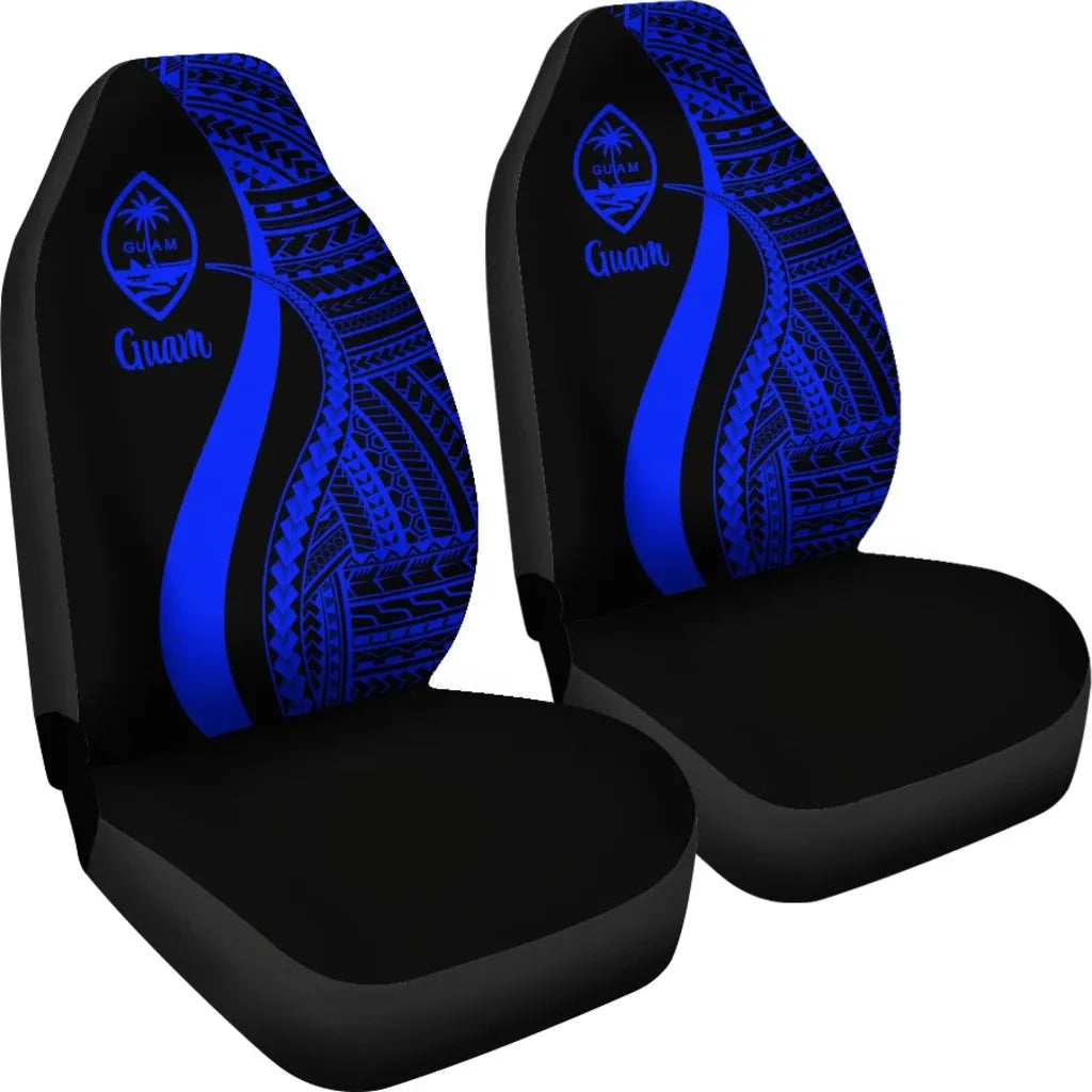 Guam Car Seat Covers - Blue Polynesian Tentacle Tribal Pattern