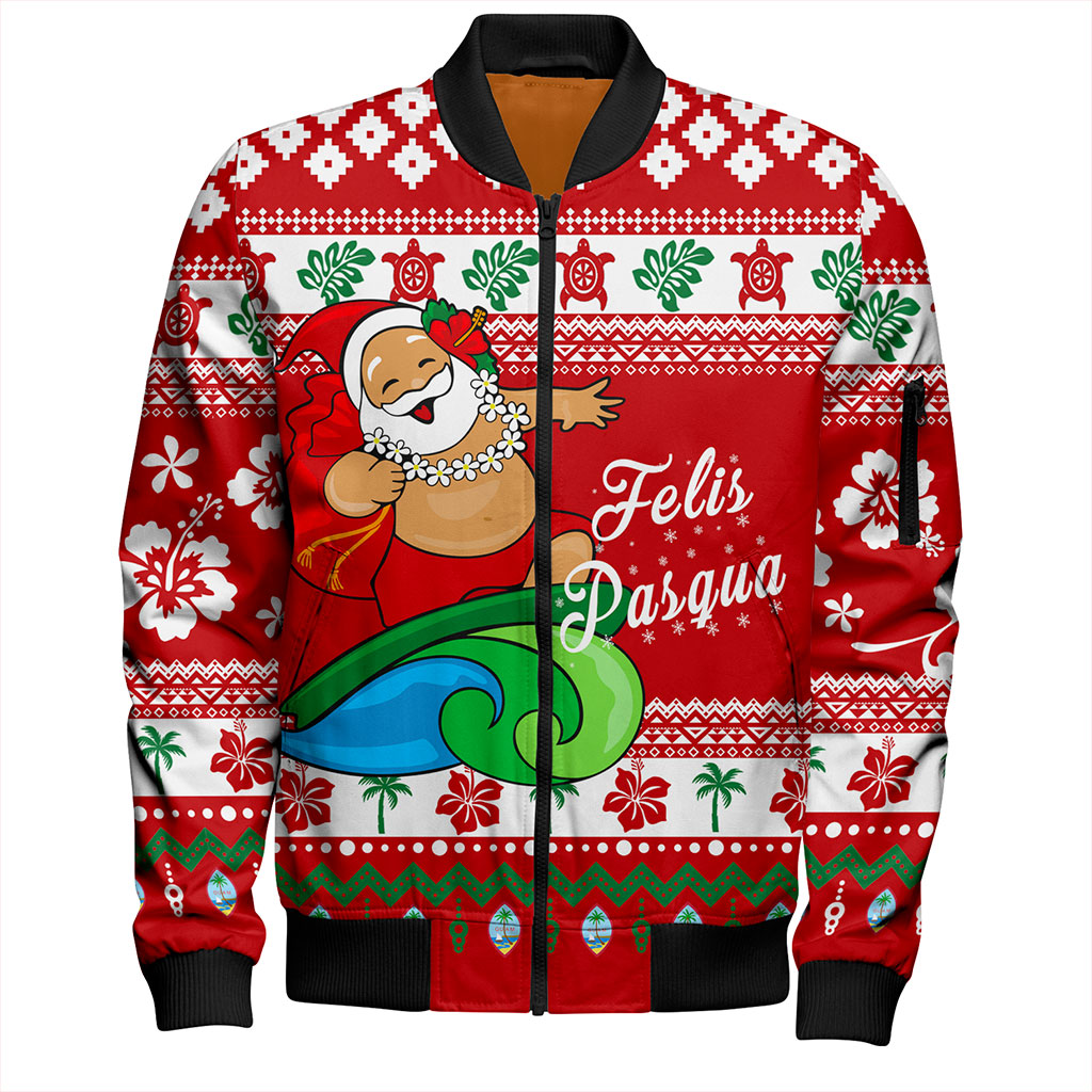 Guam Bomber Jacket Santa Claus Ho Ho Ho Christmas