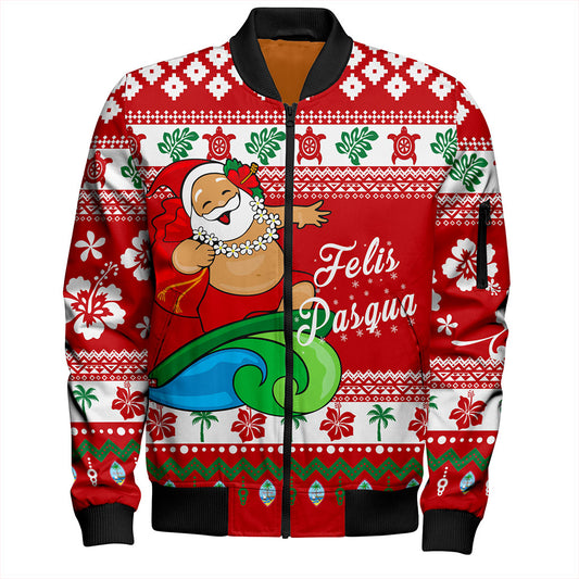 Guam Bomber Jacket Santa Claus Ho Ho Ho Christmas