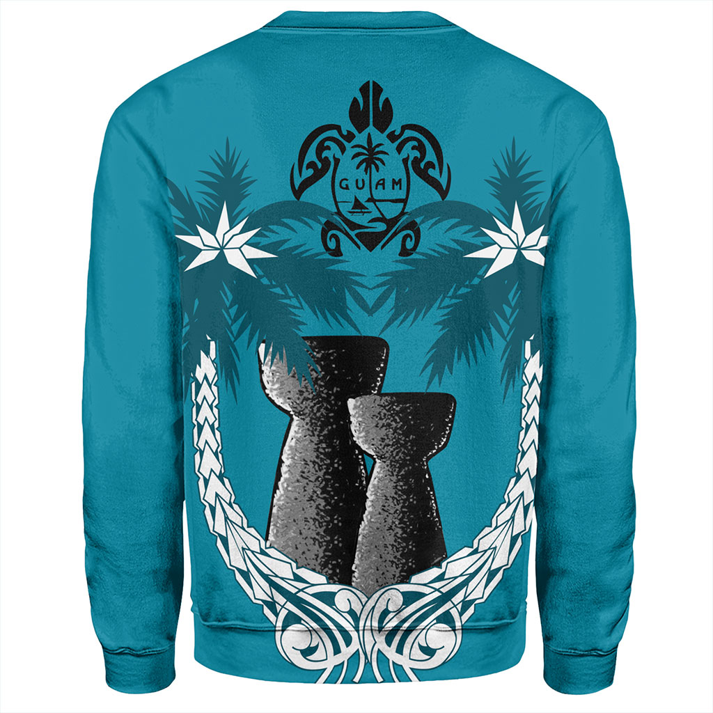 Guam Sweatshirt Coconut Tree With Coat Of Arms