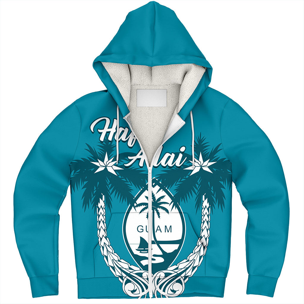 Guam Sherpa Hoodie Coconut Tree With Coat Of Arms