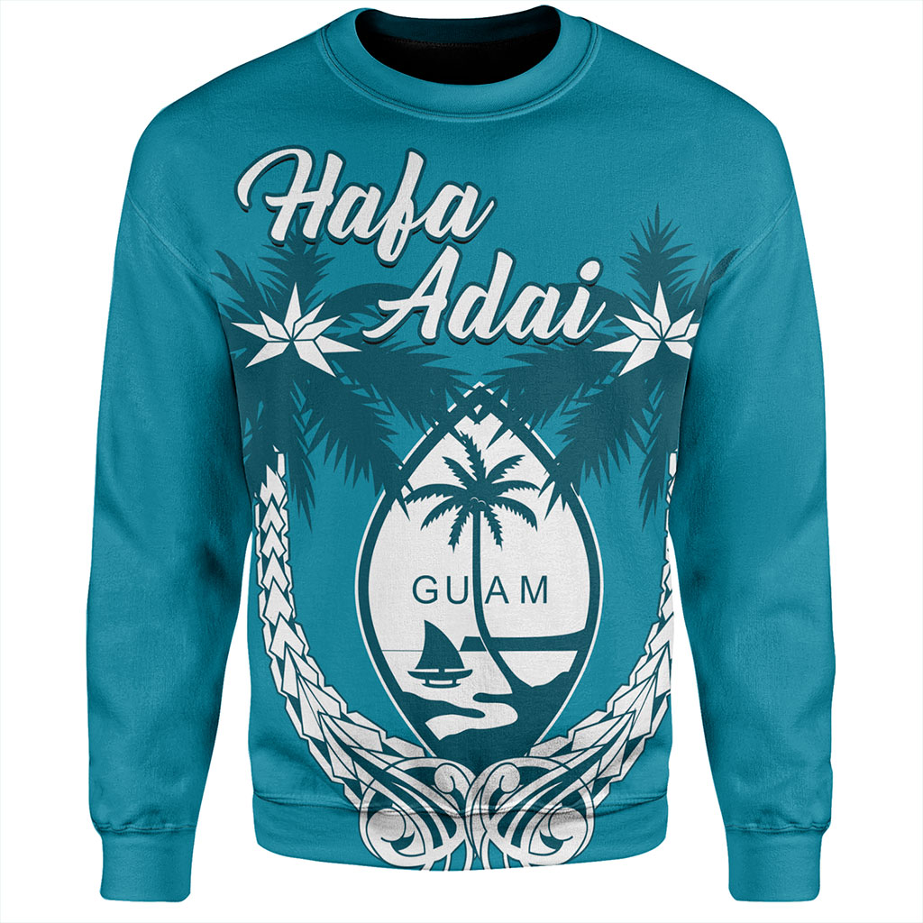 Guam Sweatshirt Coconut Tree With Coat Of Arms