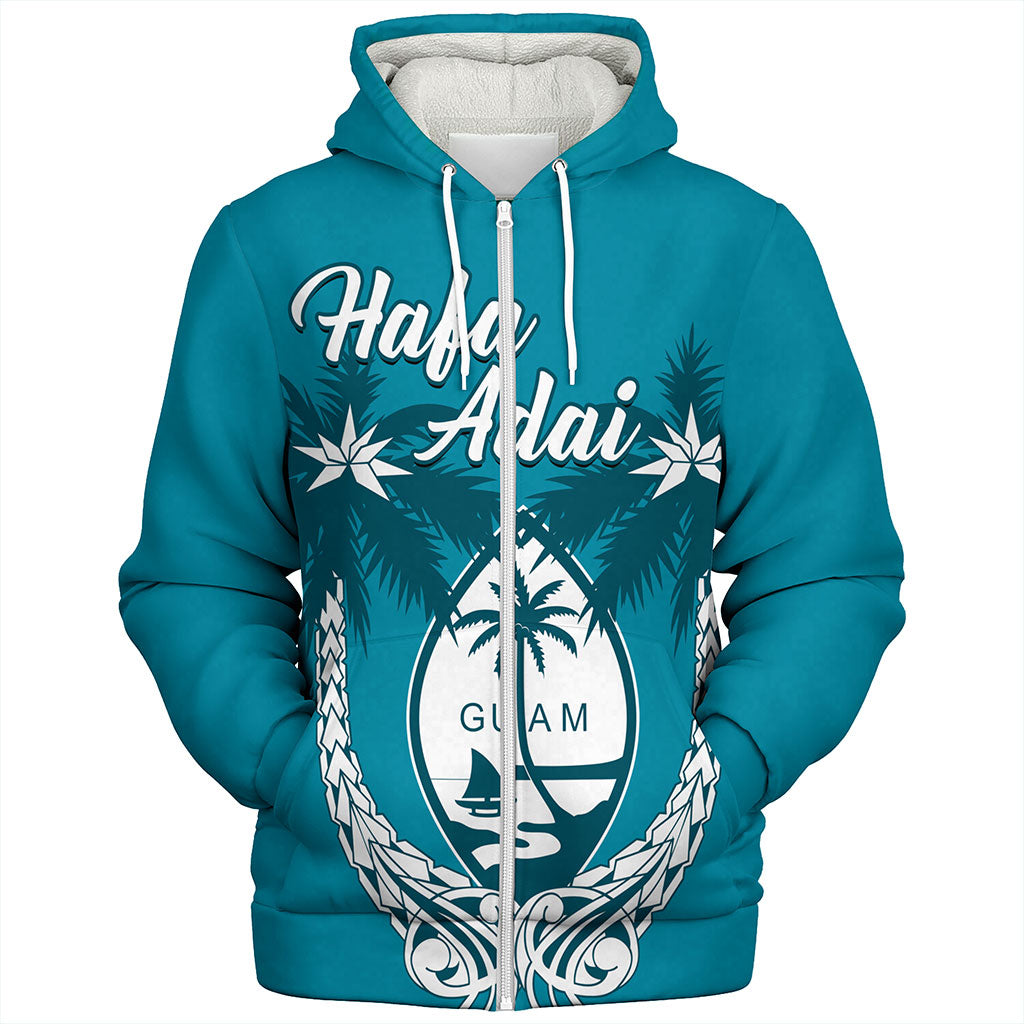 Guam Sherpa Hoodie Coconut Tree With Coat Of Arms