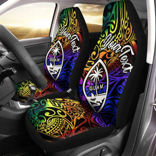 Guam Custom Personalised Car Seat Covers - Rainbow Polynesian Pattern