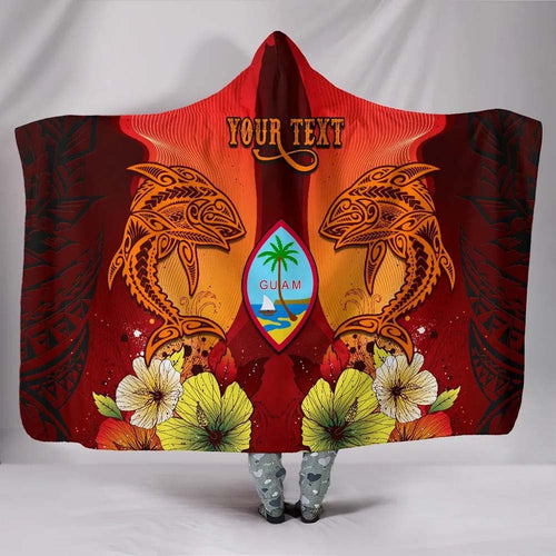 Guam Custom Personalised Hooded Blankets - Tribal Tuna Fish