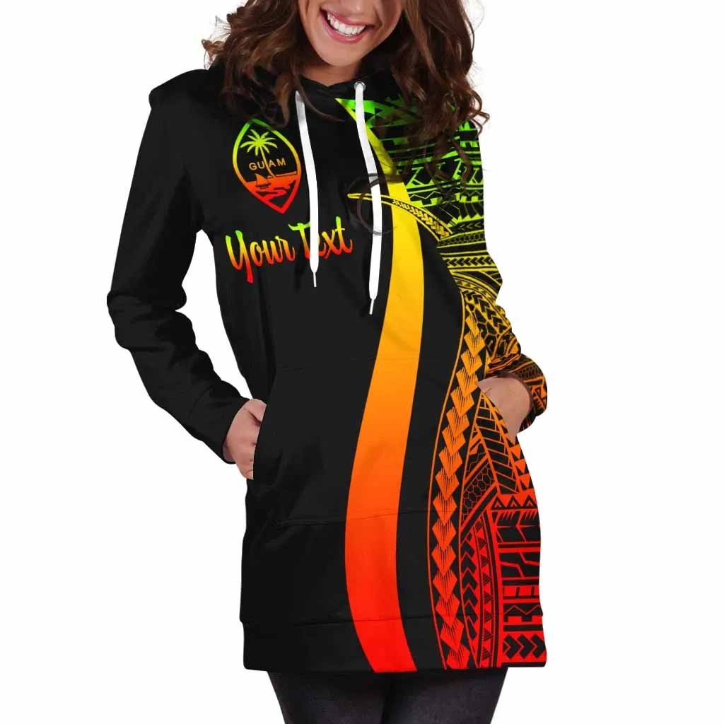 Guam Custom Personalised Hoodie Dress - Reggae Polynesian Tentacle Pattern