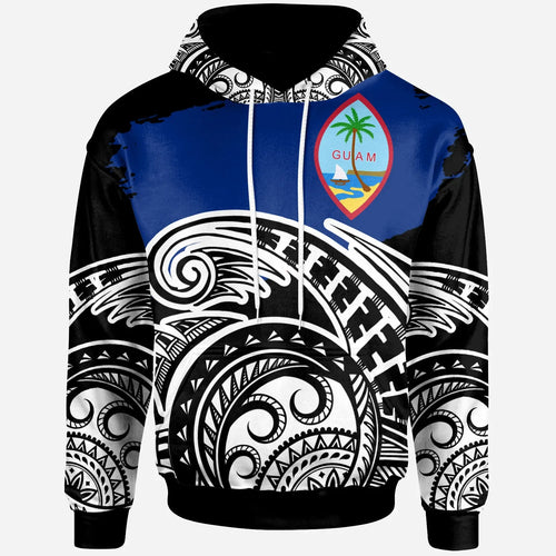Guam - Custom Personalised Hoodie - Ethnic Style With Round Black White Pattern