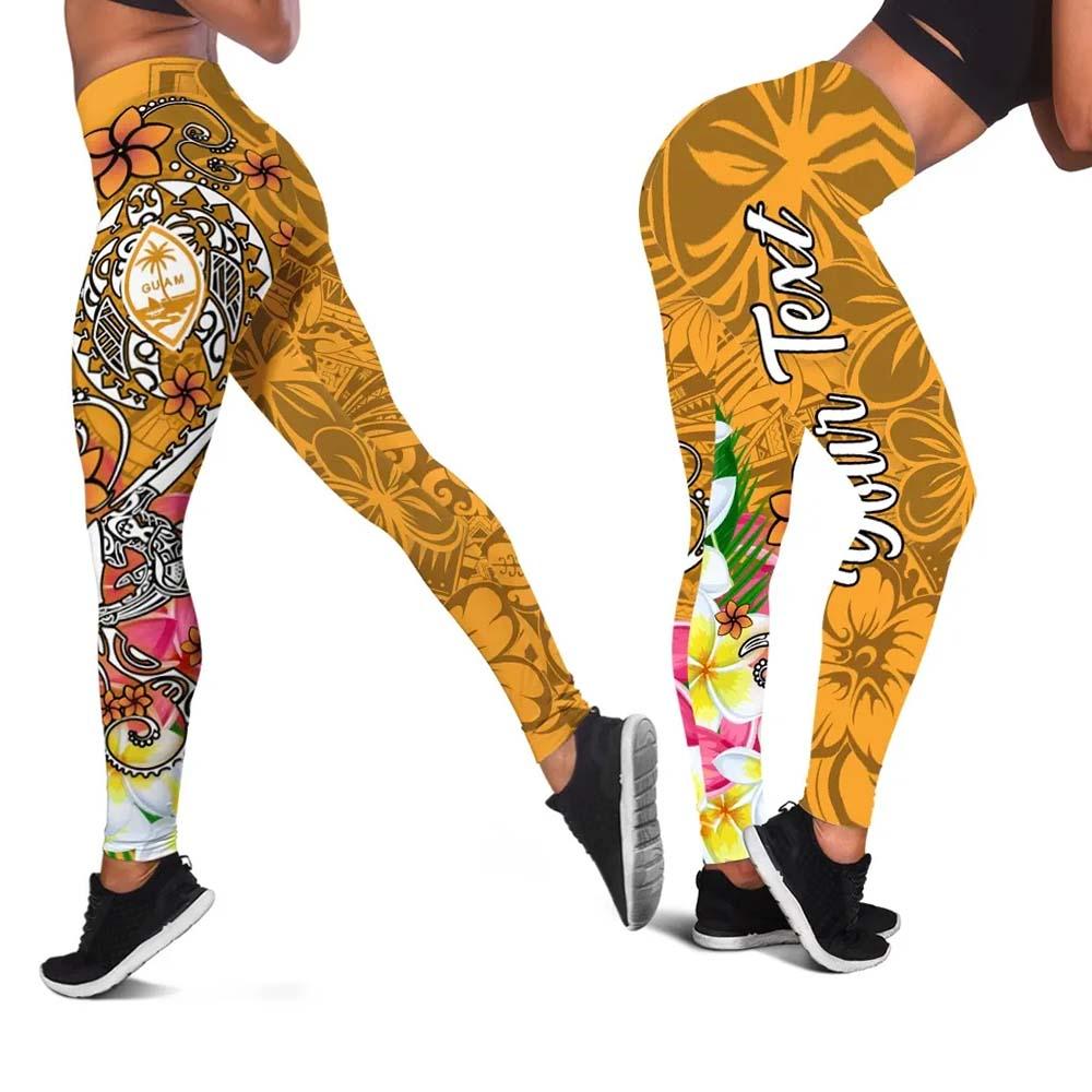 Guam Custom Personalised Legging - Turtle Plumeria (Gold)