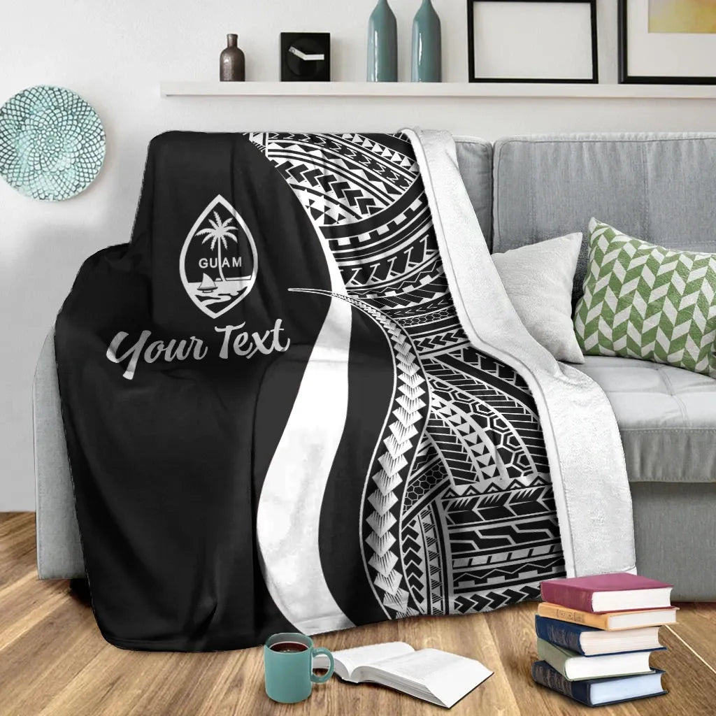 Guam Custom Personalised Premium Blanket - White Polynesian Tentacle Tribal Pattern