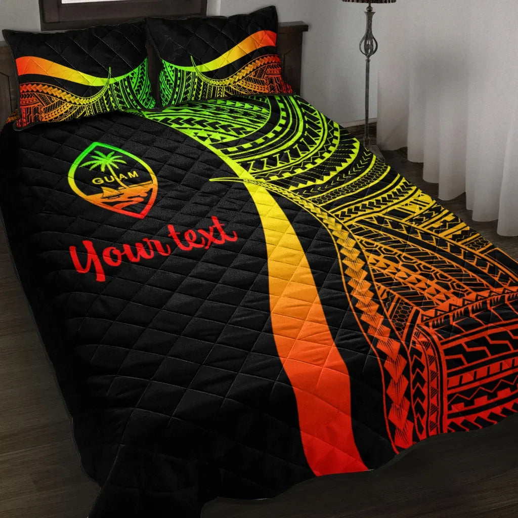 Guam Custom Personalised Quilt Bed Set - Reggae Polynesian Tentacle Tribal Pattern