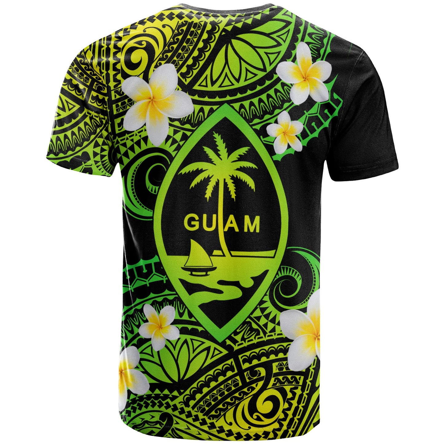 Guam Custom Personalised T-Shirt - Plumeria Polynesian Vibe Green