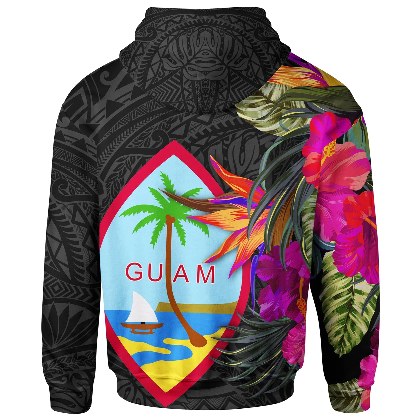 Guam Hoodie - Hibiscus Polynesian Pattern