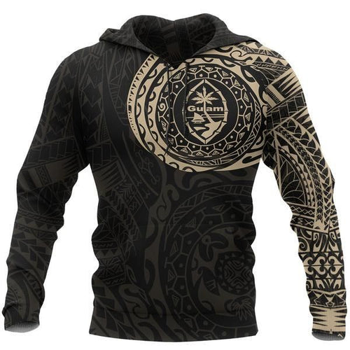 Guam Hoodie - Guam Coat Of Arms Polynesian Tattoo Style 2