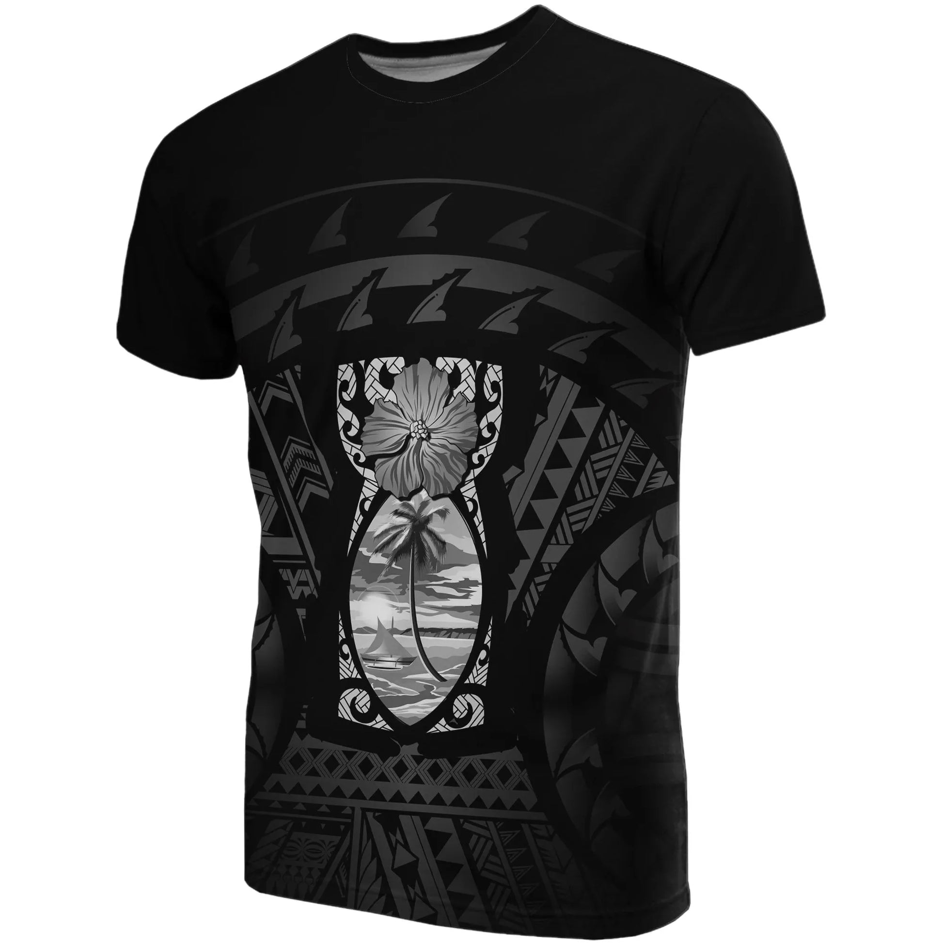 Guam T-Shirts - Guam Coat Of Arms Polynesian Tattoo (Gray)
