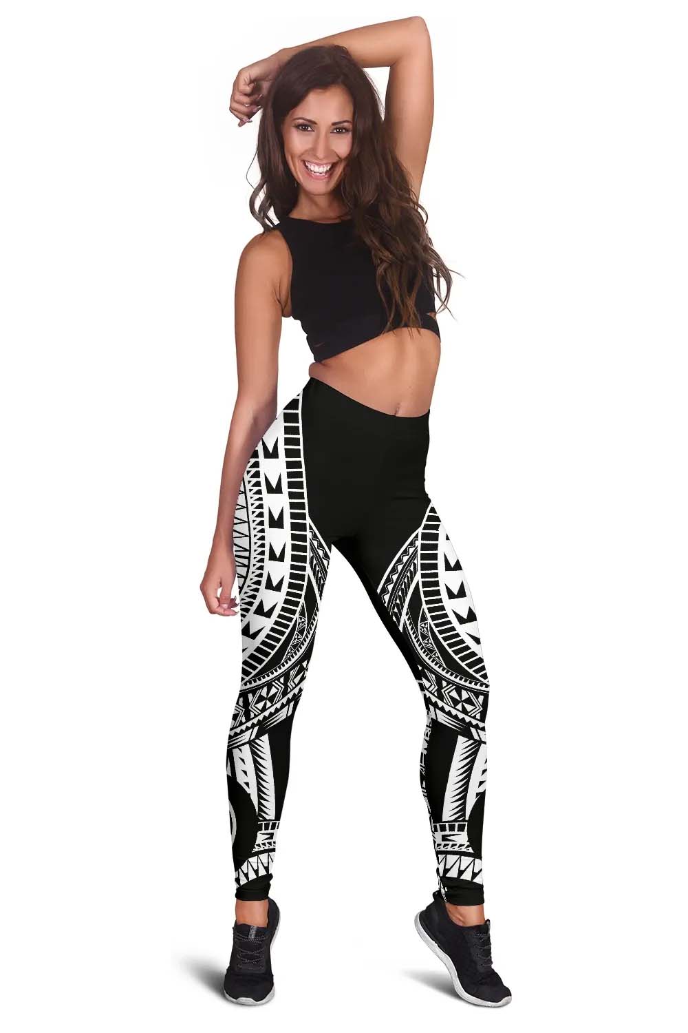 Guam Legging Polynesian Pattern Black