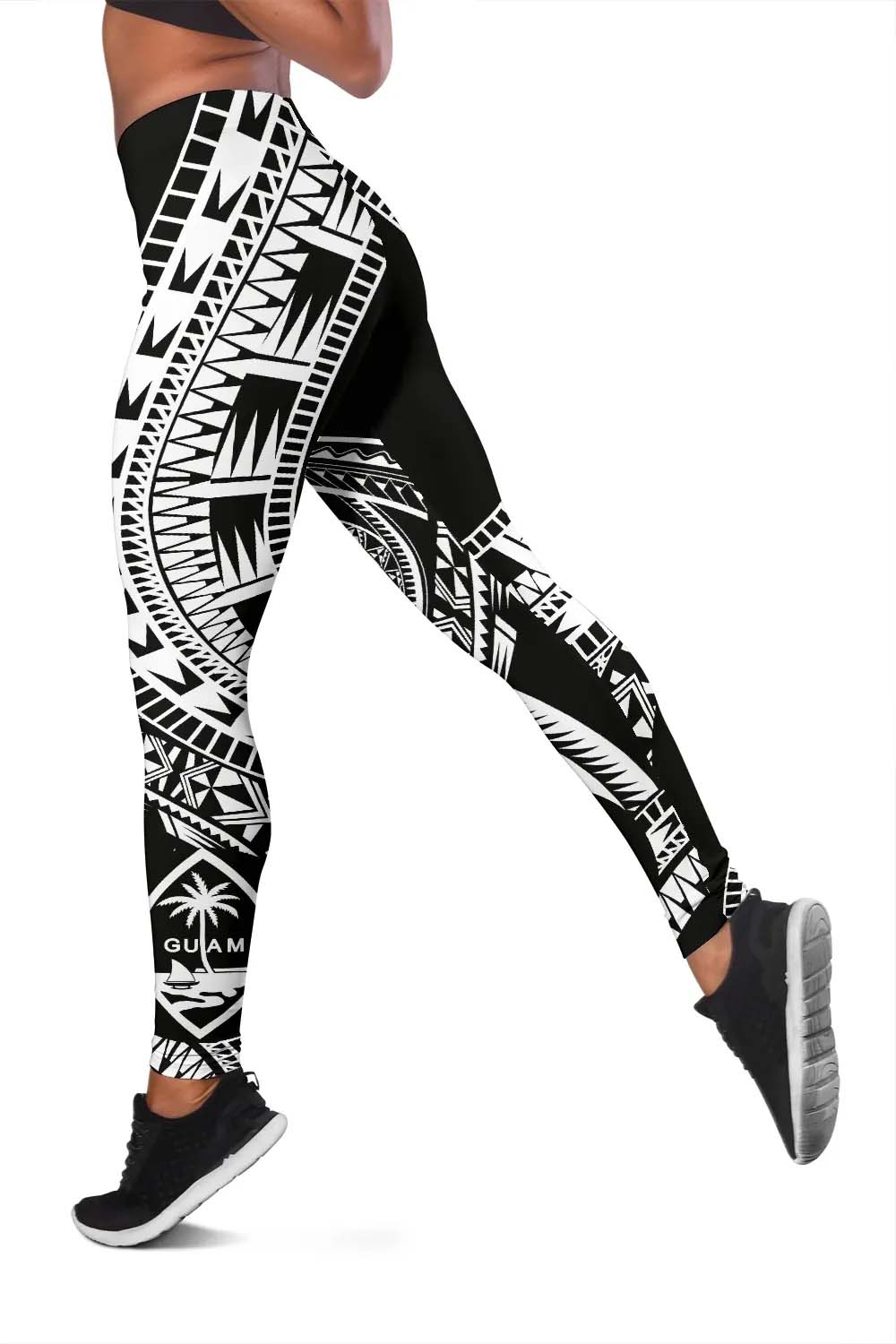 Guam Legging Polynesian Pattern Black