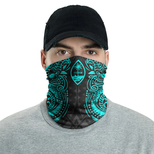 Guam Neck Gaiter - Floral Tattoo Neon Blue