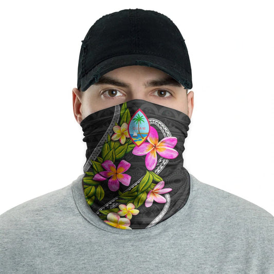 Guam Neck Gaiter - Plumeria Tattoo Pink Gold