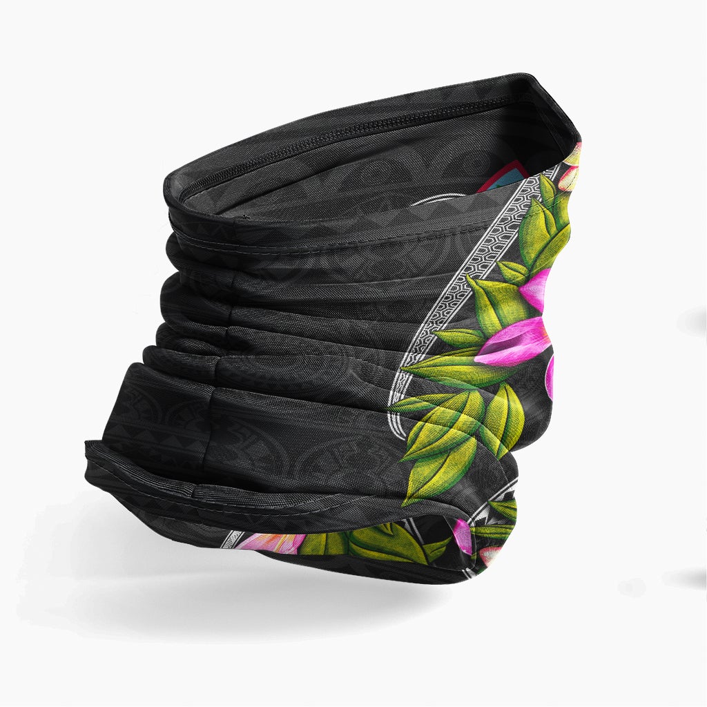 Guam Neck Gaiter - Plumeria Tattoo Pink Gold