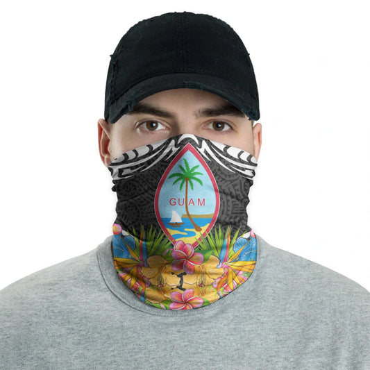 Guam Neck Gaiter - Tribal Floral Pattern