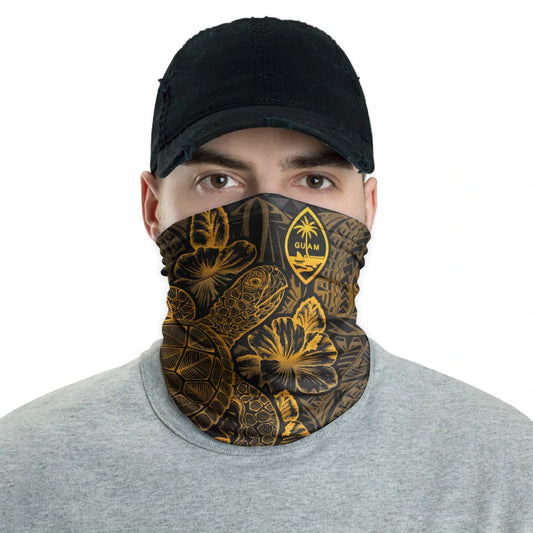 Guam Neck Gaiter - Turtle Hibiscus Gold