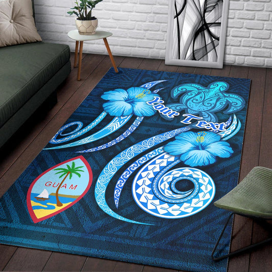 Guam Personalised Area Rug - Turtle and Tribal Tattoo Of Polynesian