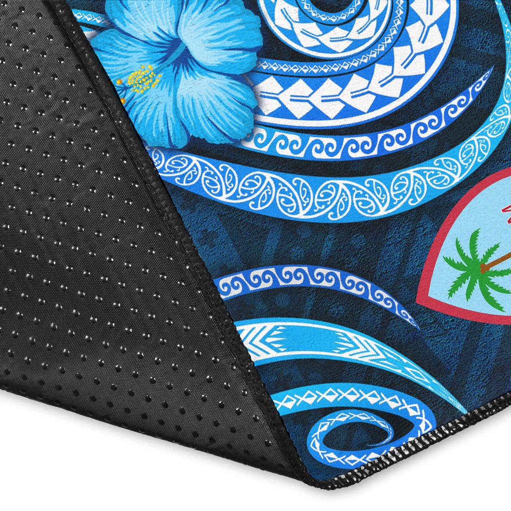 Guam Personalised Area Rug - Turtle and Tribal Tattoo Of Polynesian