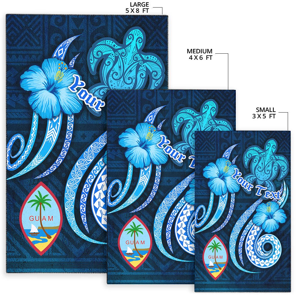 Guam Personalised Area Rug - Turtle and Tribal Tattoo Of Polynesian