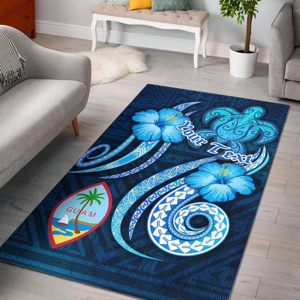 Guam Personalised Area Rug - Turtle and Tribal Tattoo Of Polynesian