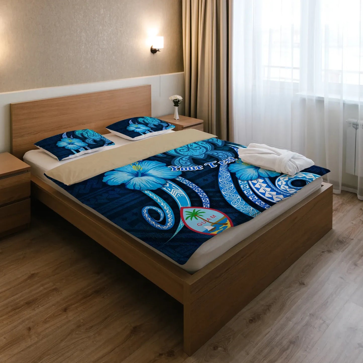 Guam Personalised Bedding Set - Turtle And Tribal Tattoo Of Polynesian