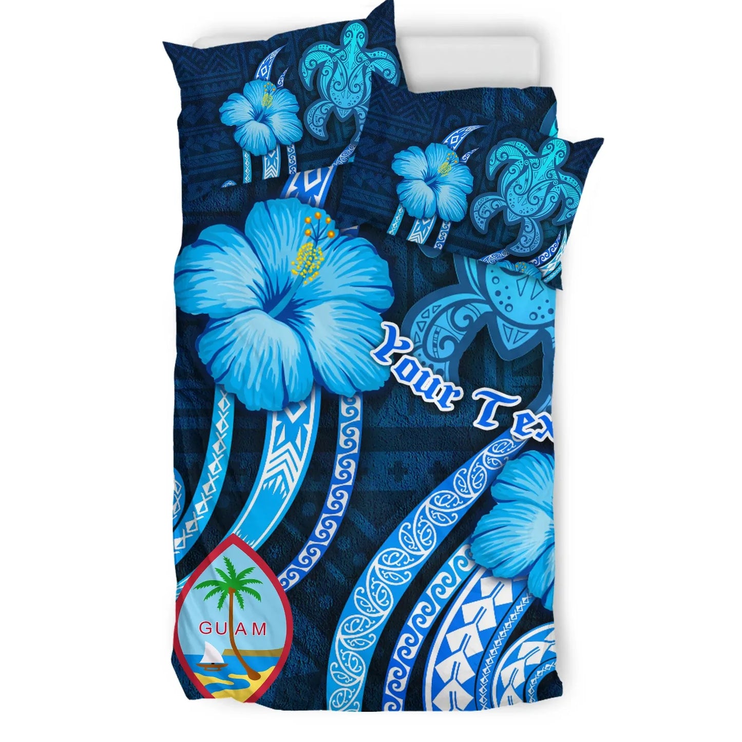 Guam Personalised Bedding Set - Turtle And Tribal Tattoo Of Polynesian