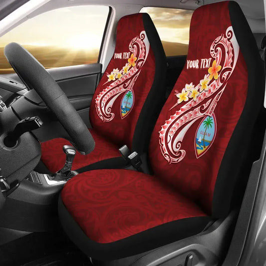 Guam Personalised Car Seat Covers  - Guam Seal Polynesian Patterns Plumeria (Red)