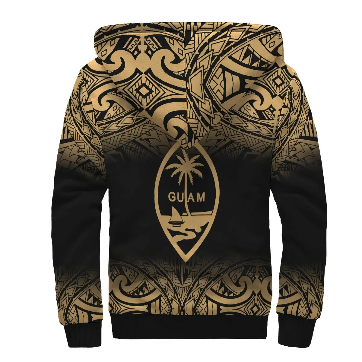 Guam Personalised Custom Polynesian Sherpa Hoodie - Fog Gold