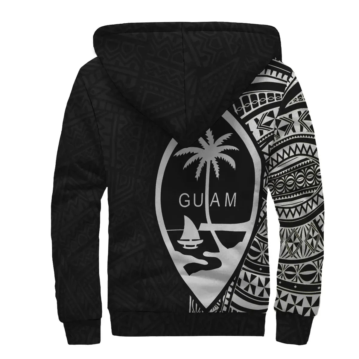 Guam Personalised Custom Polynesian Sherpa Hoodie - Line Black