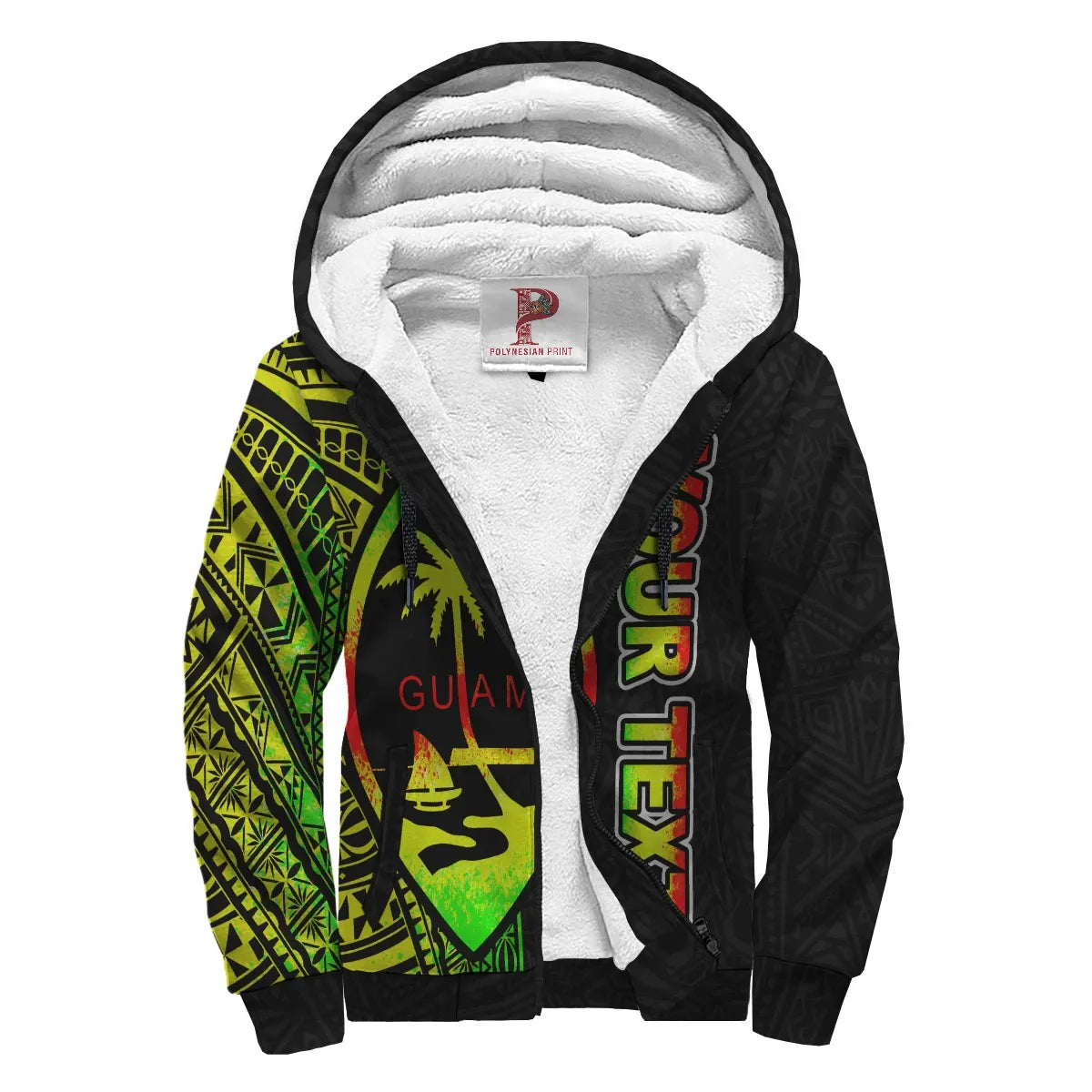 Guam Personalised Custom Polynesian Sherpa Hoodie - Line Reggae