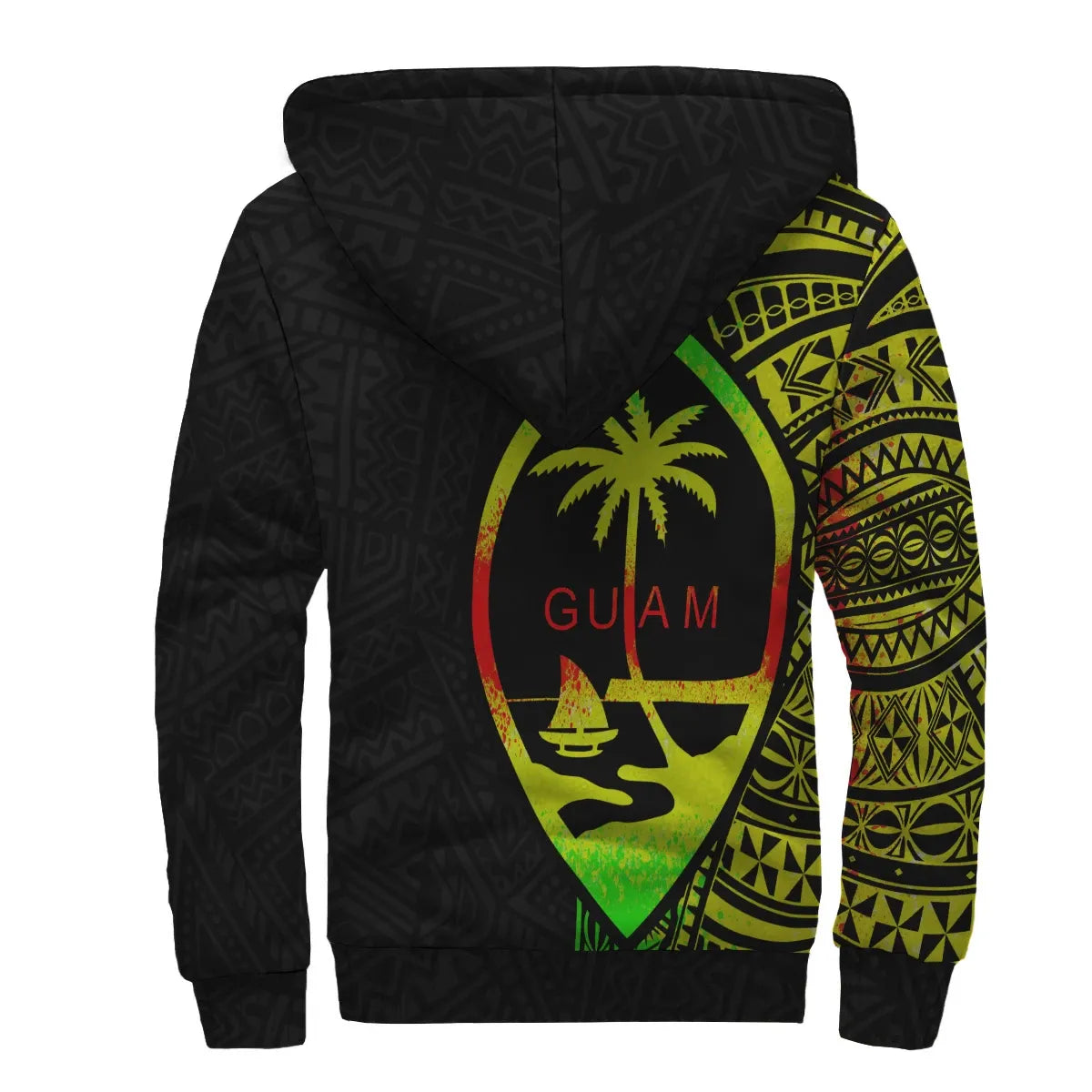 Guam Personalised Custom Polynesian Sherpa Hoodie - Line Reggae
