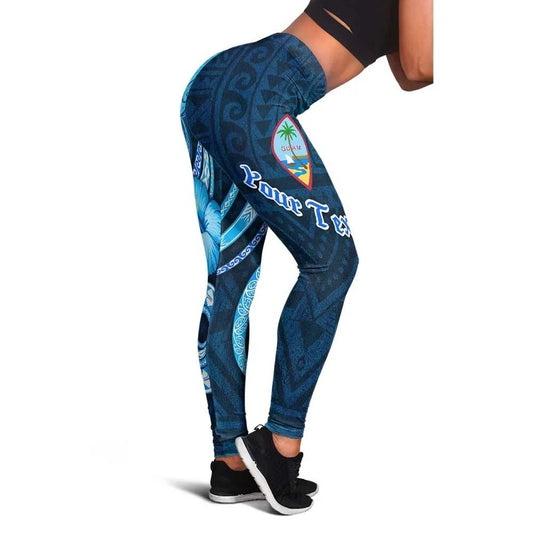 Guam Personalised Legging - Turtle and Tribal Tattoo Of Polynesian
