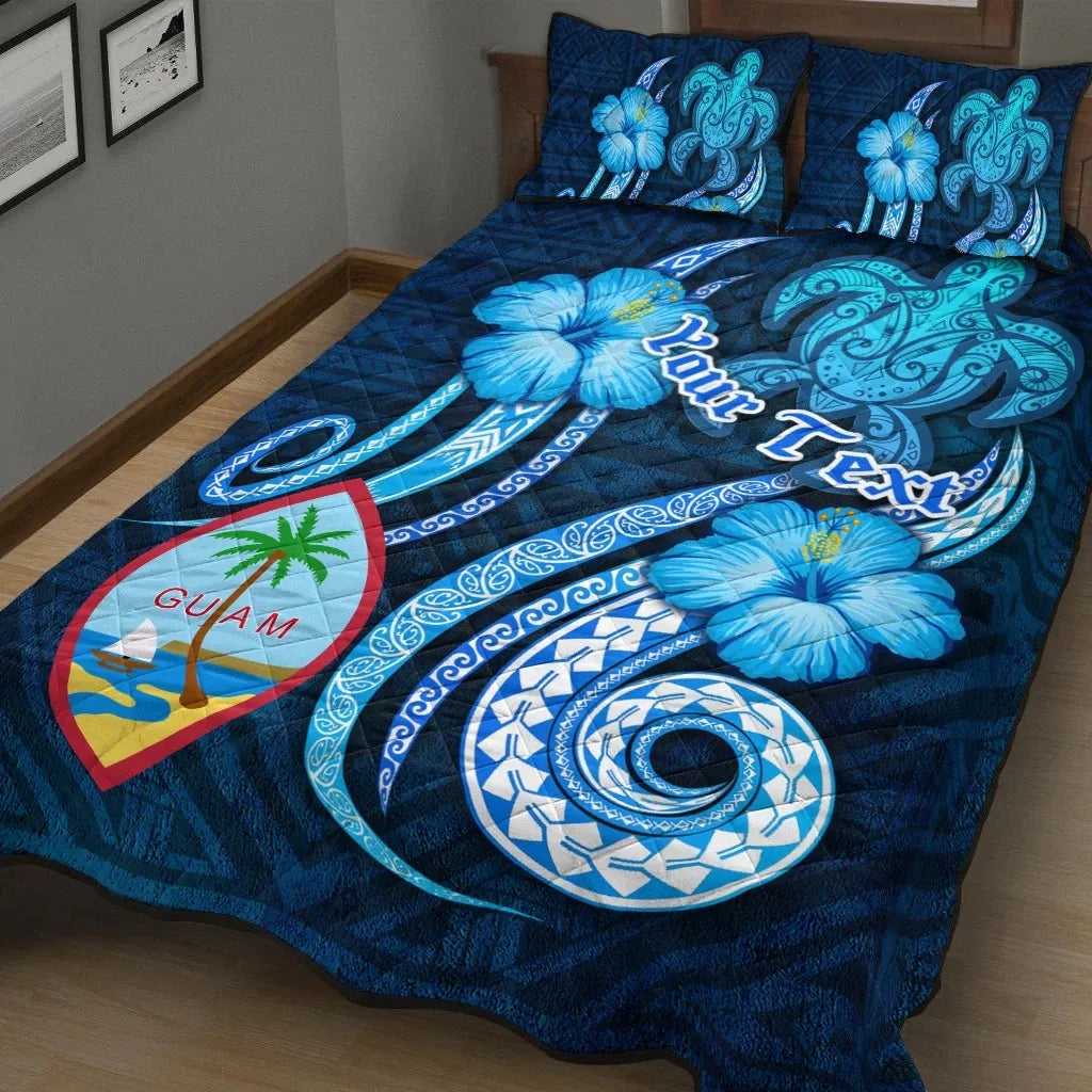 Guam Personalised Quilt Bed Set - Turtle and Tribal Tattoo Of Polynesian