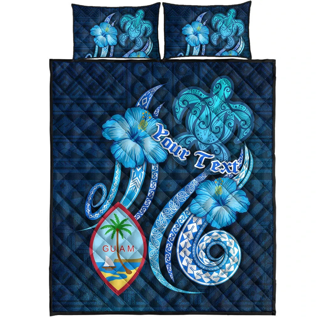 Guam Personalised Quilt Bed Set - Turtle and Tribal Tattoo Of Polynesian