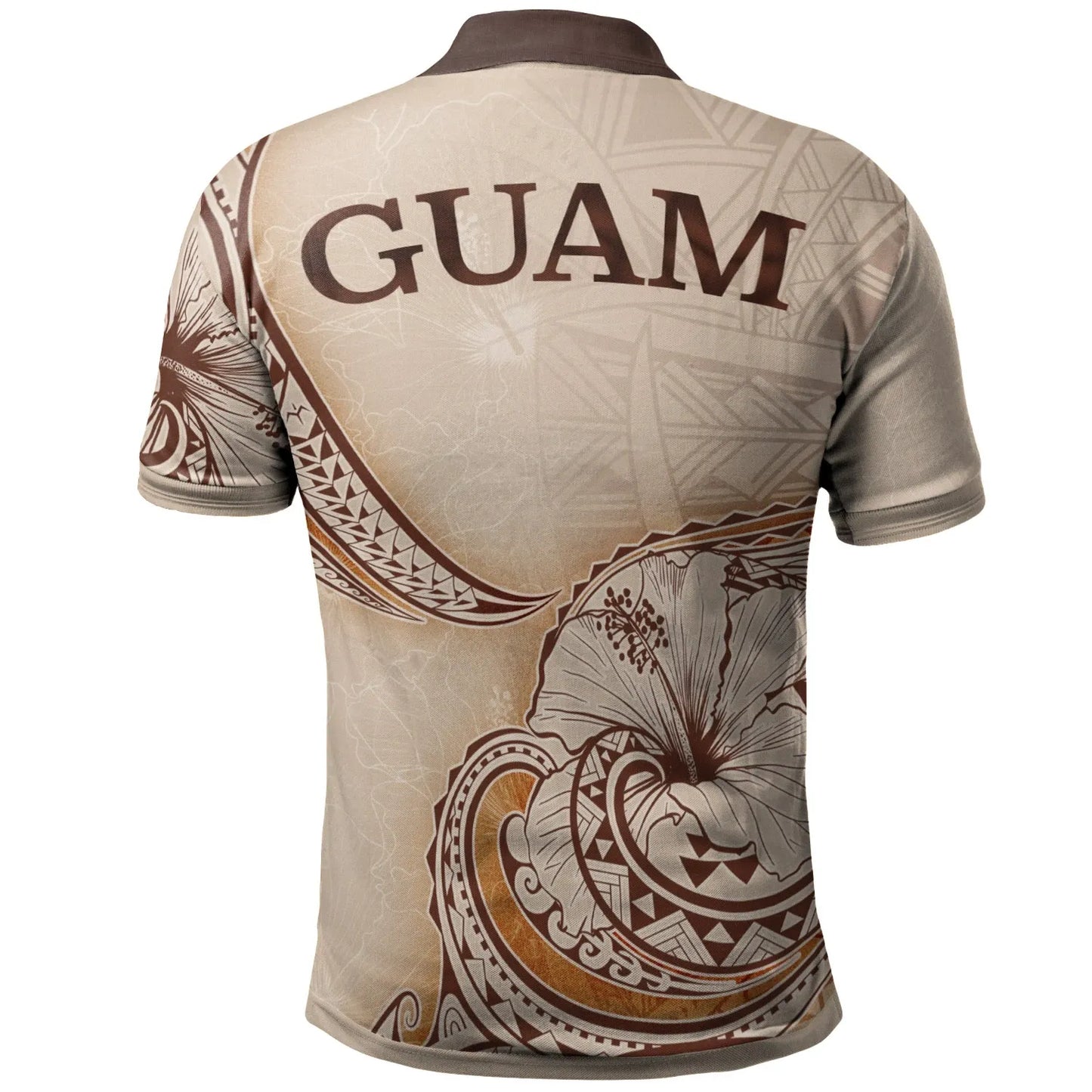 Guam Polo Shirt - Hibiscus Flowers Vintage Style
