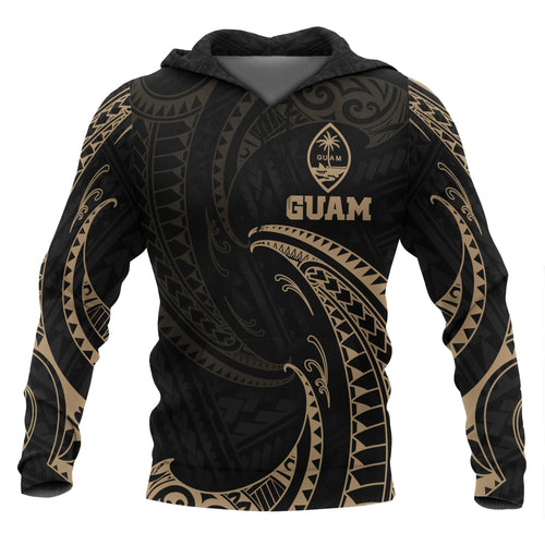 Guam Polynesian Hoodie - Gold Tribal Wave