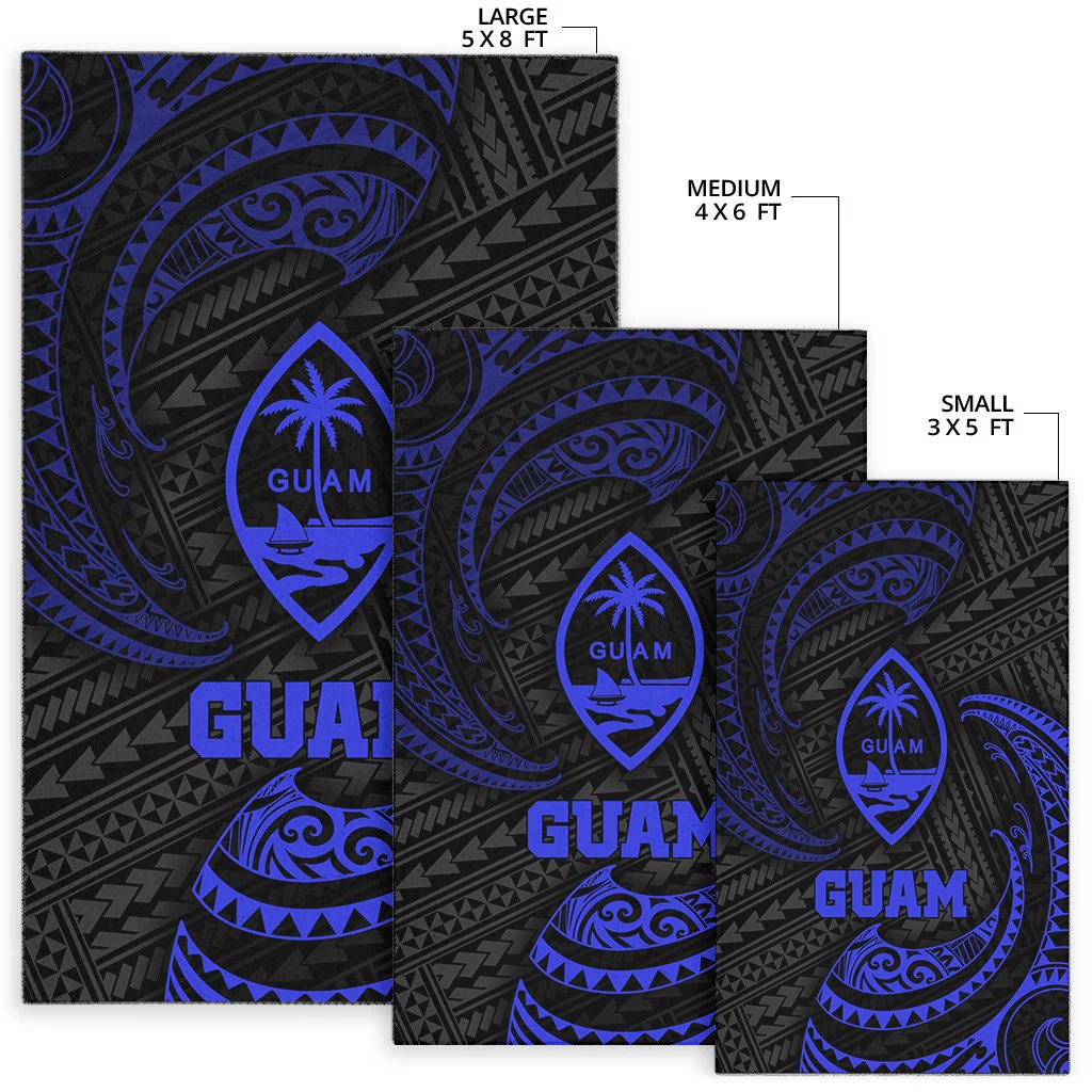 Guam Polynesian Area Rug - Blue Tribal Wave