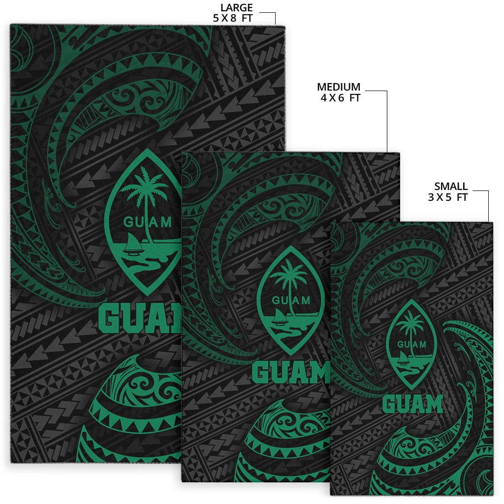 Guam Polynesian Area Rug - Green Tribal Wave