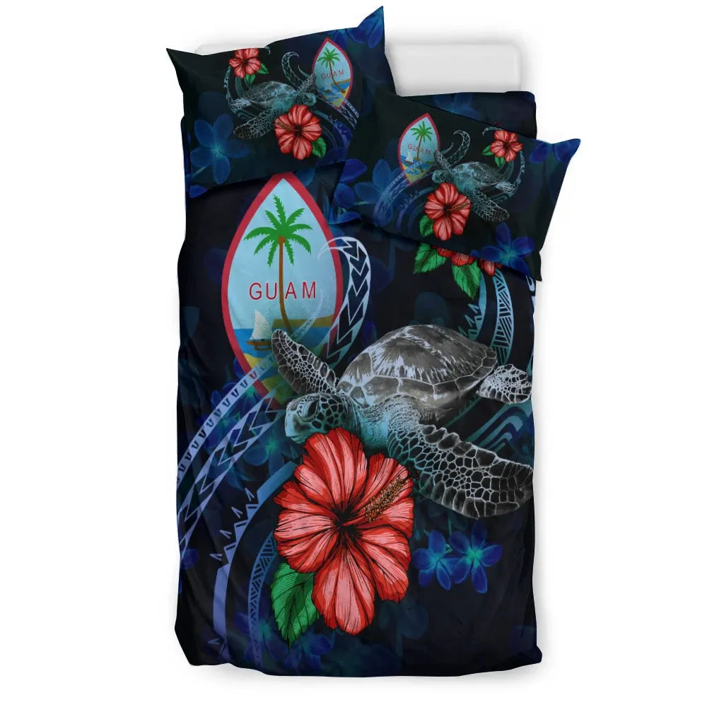 Guam Polynesian Bedding Set - Blue Turtle Hibiscus